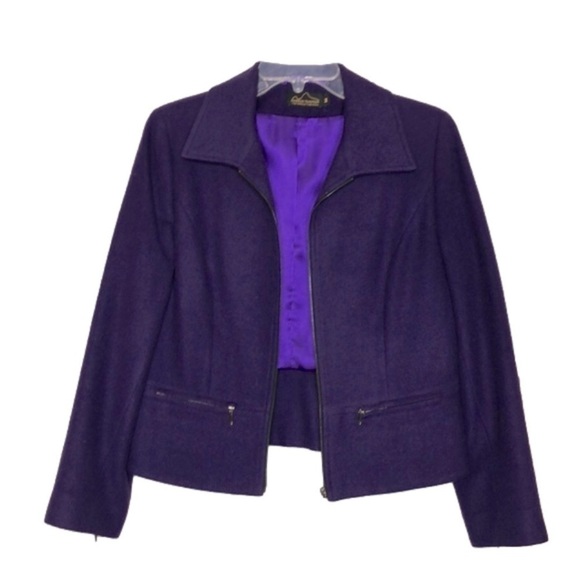 ANDEAN TRADITION - Alpaca Wool Purple Zip Front Blazer w/ Pockets - Size Medium - Picture 4 of 8